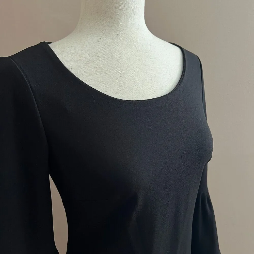 Calvin‎ Klein Black Bell Sleeve Sheath Dress Workwear Career Minimalist Size 2 - Picture 4 of 10